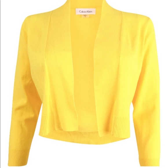 Calvin Klein Tops - Calvin Klein Yellow Cropped Cardigan